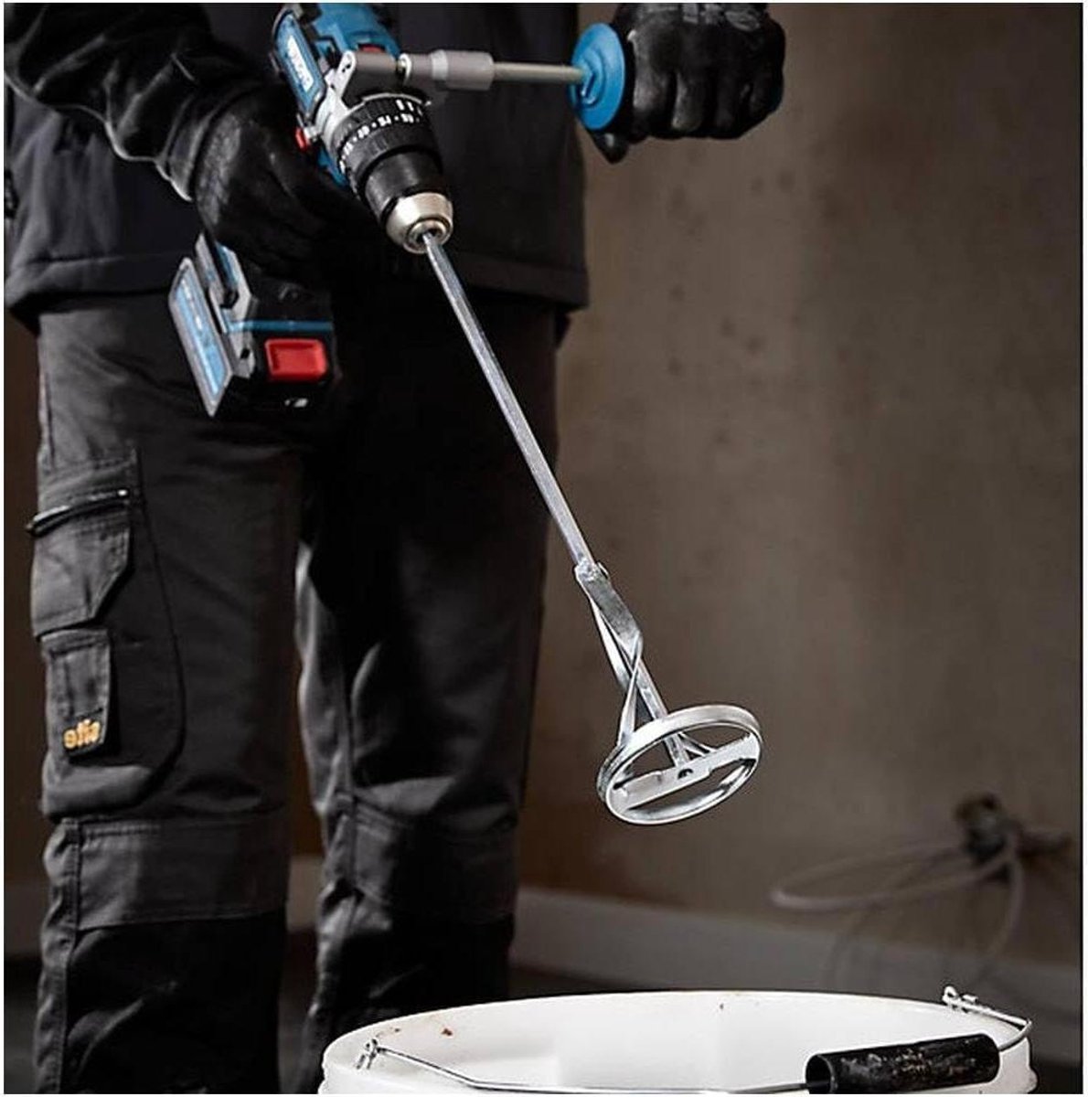 Mixer voor Boormachine - Mixer Opzetstuk - Verf Mengen - Hex Rod Grip - 8 x 40 cm - Grijs