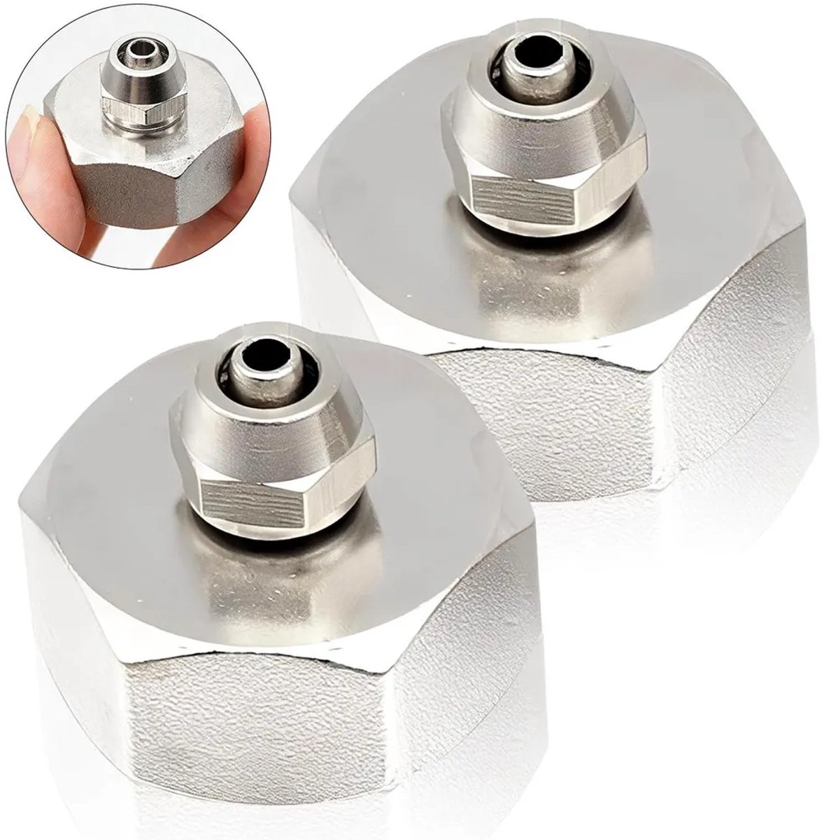 Een wateraansluitingsadapter Geschikt voor waterfilters in koelkasten, 3/4 inch naar 1/4 inch, DN20 naar DN8, vernikkelde adapter.