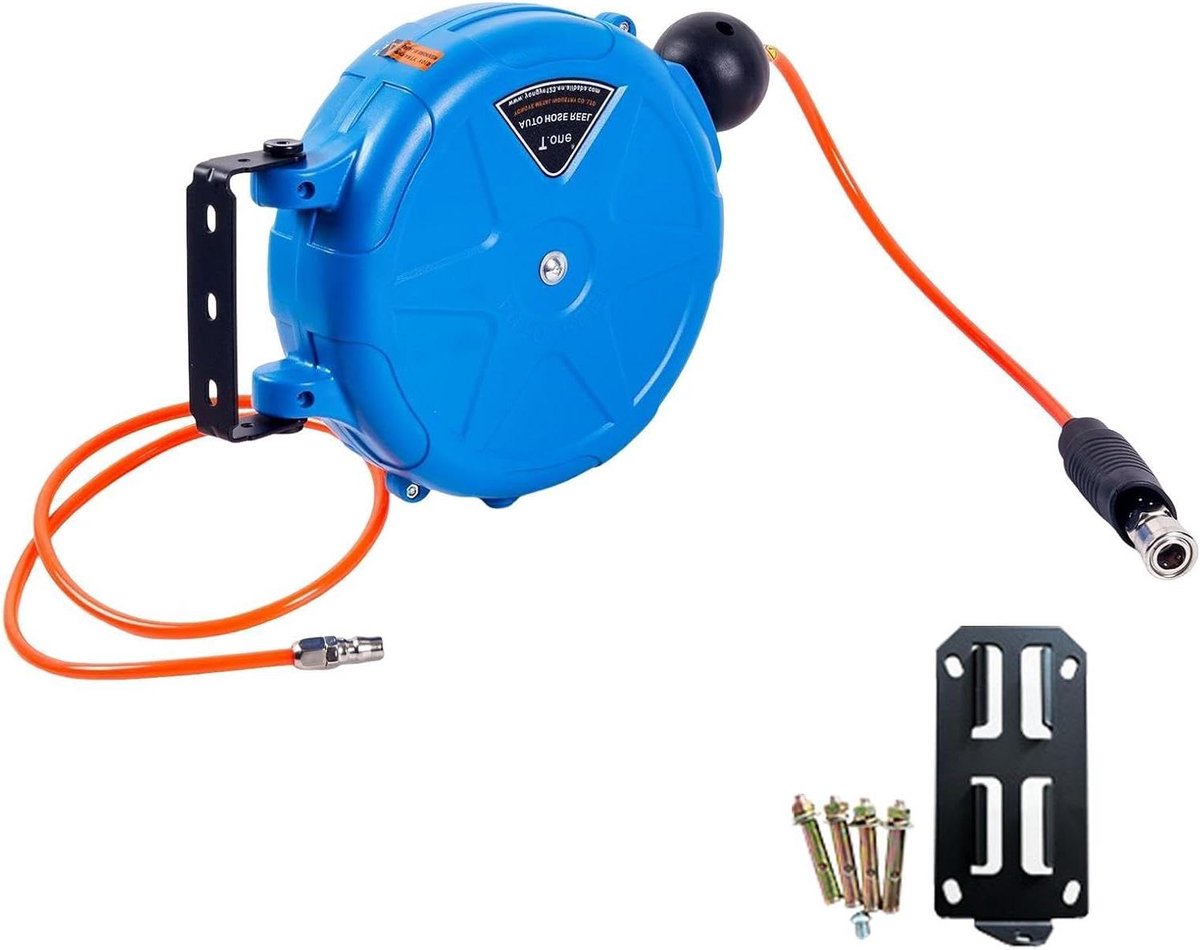 Intrekbare Luchtslanghaspel - Slangenhaspel Perslucht - Werkplaats Organiseren - Automatisch Oprollen - 10 meter - Blauw