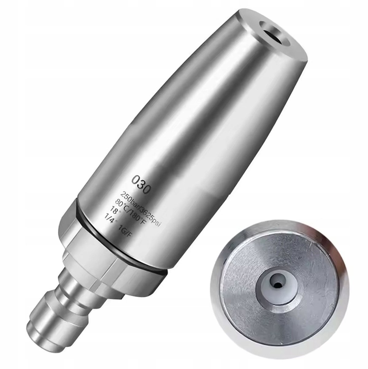 Rosfix Spuitmond Rotatie 030 - RVS, 1/4" Snelkoppeling - 250 bar, 80°C