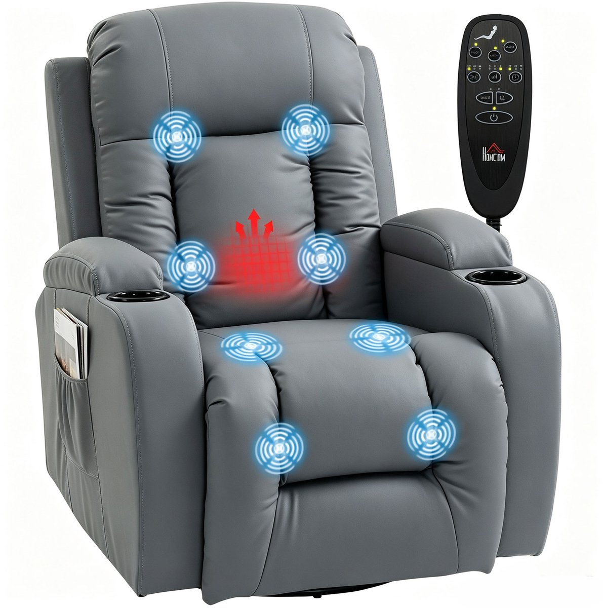MH Handel Massage Relaxstoel Lichtgrijs Kunstleer - MH Handel - €444,90