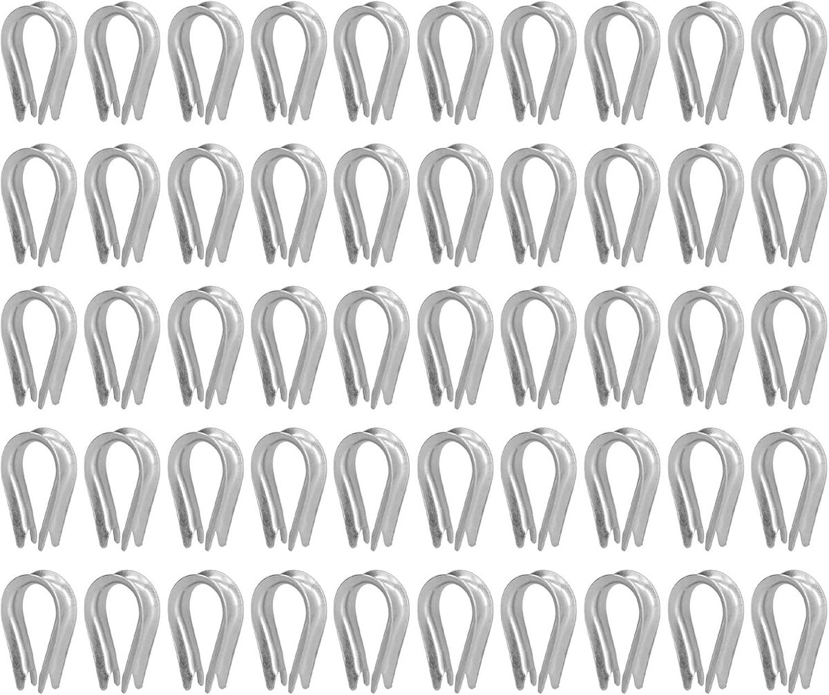 50 Stuks Draad Kabel Thimbles van RVS voor Rigging en Zeilen - Duurzame Kabelhulpmiddelen voor Bevestiging en Ondersteuning