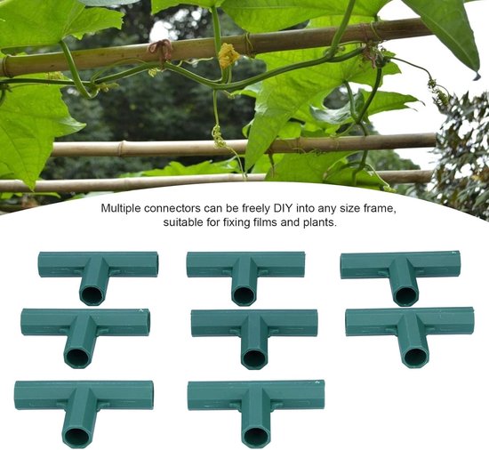8-delige T-vormige connector set voor 16mm kasframe, ideale adapter voor tuinplanten ondersteuning en kweekkassen — afbeelding 3
