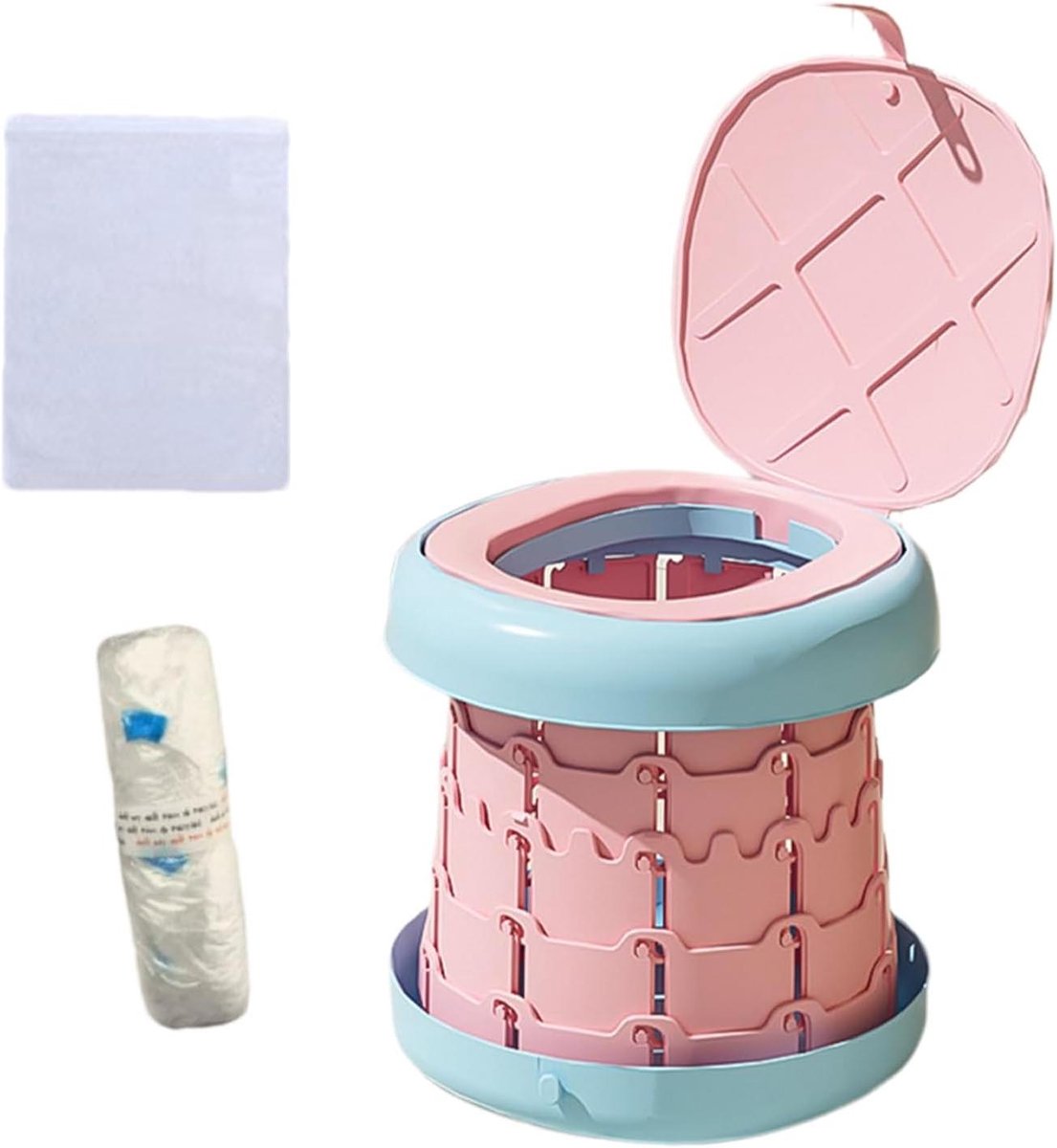 Reispotje Opvouwbaar - Draagbaar Toilet - Zindelijkheidstraining Ondersteuning - Antislip Stabiliteit - Compact Reisformaat - Roze