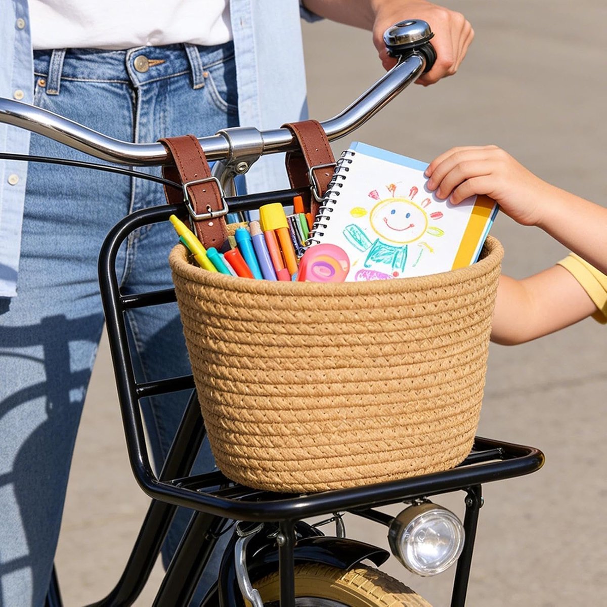 Fietsmand Kinderen - Stuurtas Meisjes - Spullen Vervoeren - Eenvoudige Montage - 20 x 15 cm - Kaki