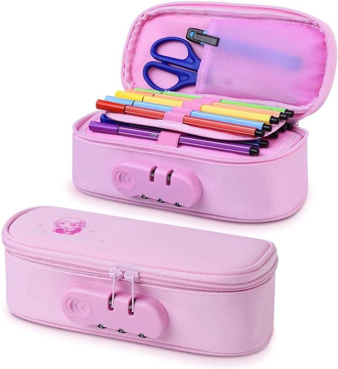 Etui met codevergrendeling - Pennenetui Penhouder - Spullen Veilig Houden - Gecodeerd Slot - 21.5 x 9.5 x 6.5 cm