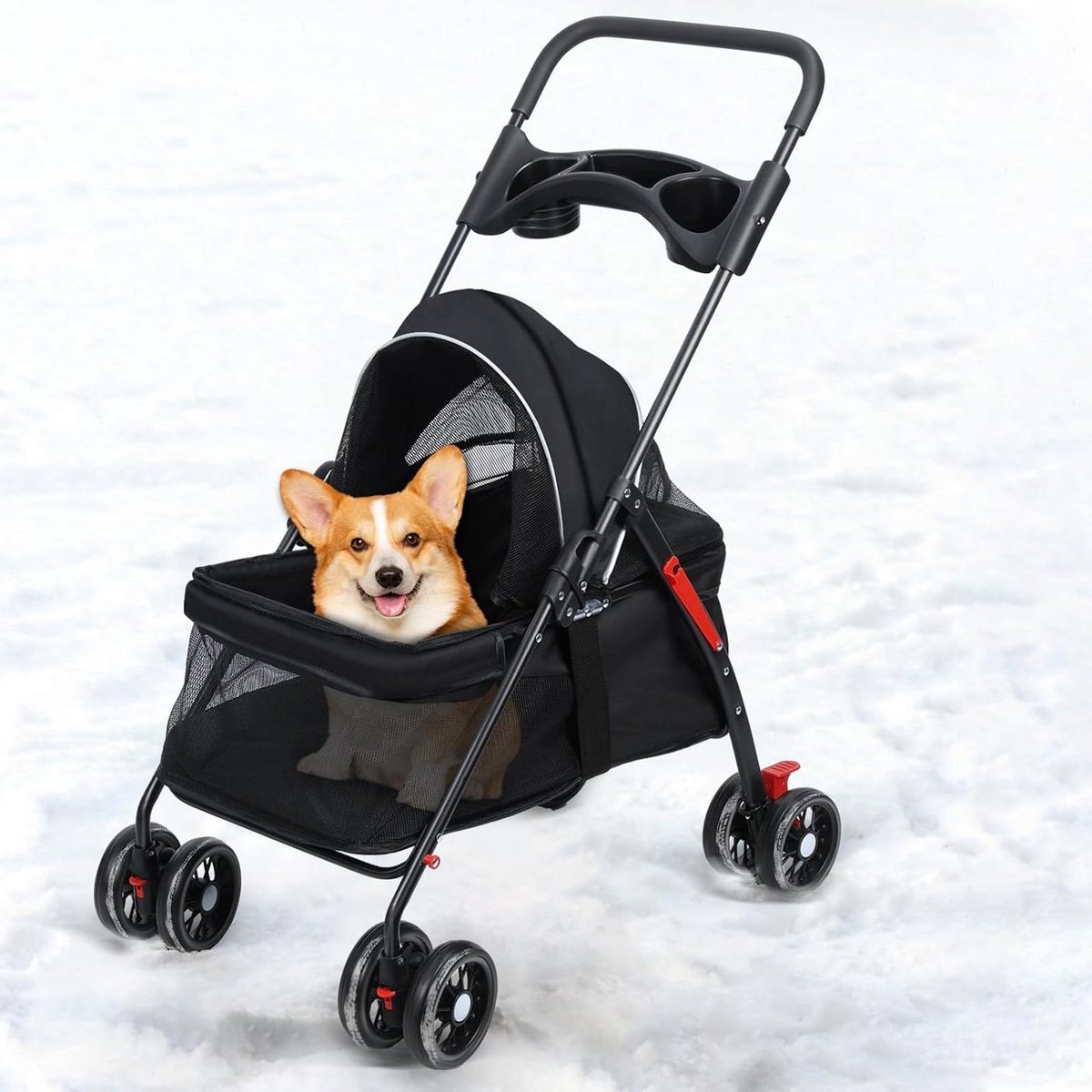 Huisdier Wandelwagen - Hondenbuggy - Outdoor Reizen - Opvouwbaar Ontwerp - 4 Wiel - Zwart