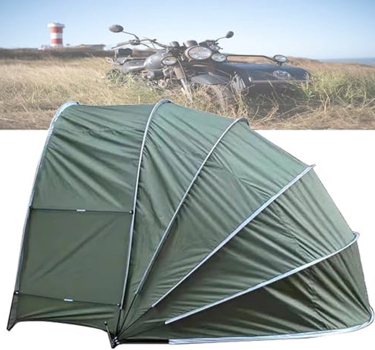 Motorfietsstalling Tent - Motorhoes Overkapping - Motorfiets Beschermen - Innovatief Dubbel Ontwerp - 200 x 165 x 170 cm - Groen