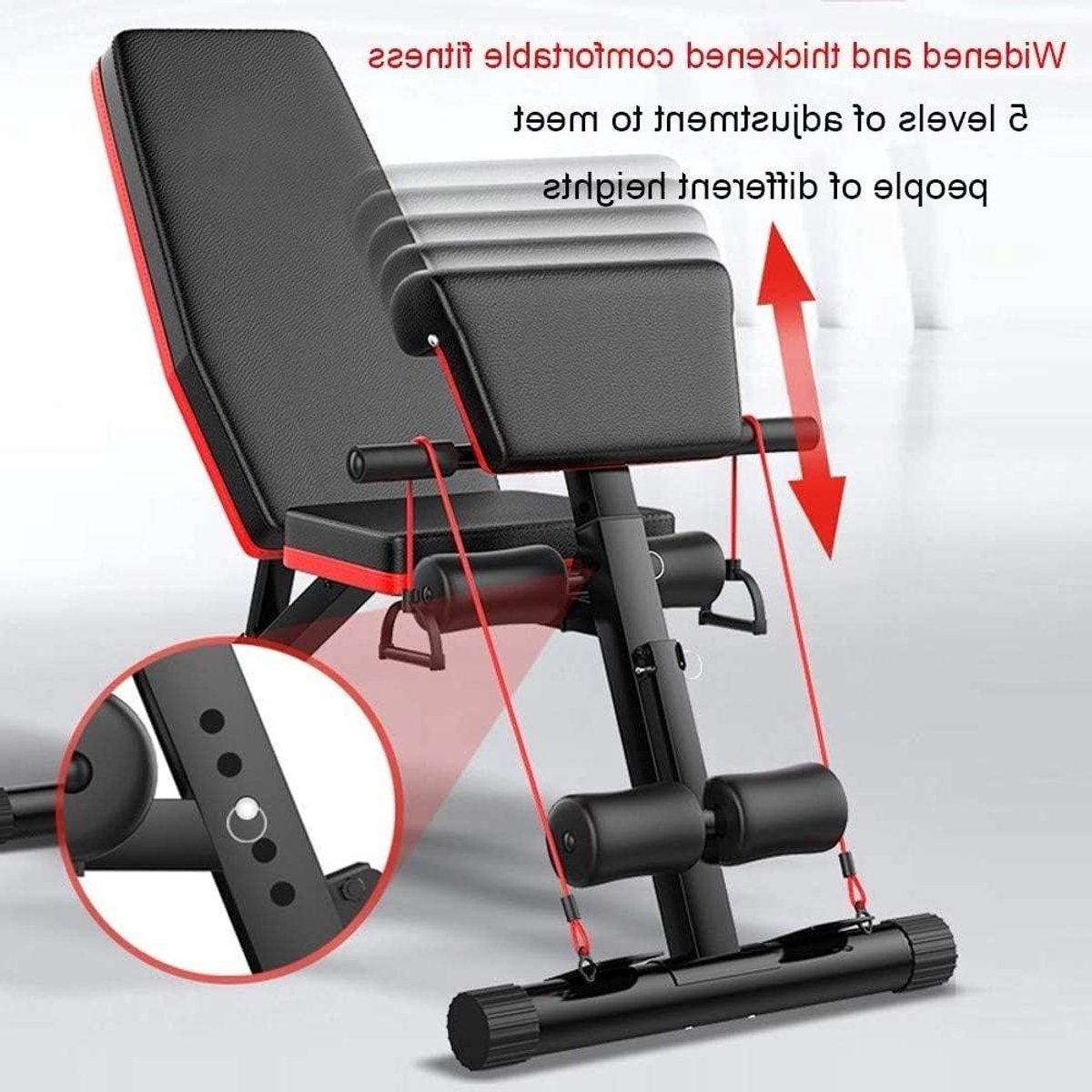 Verstelbare Dumbbell Bank - Fitness Bank Trainingsbank - Full Body Workout - 7 Instelbare Hoeken - Opvouwbaar - Zwart
