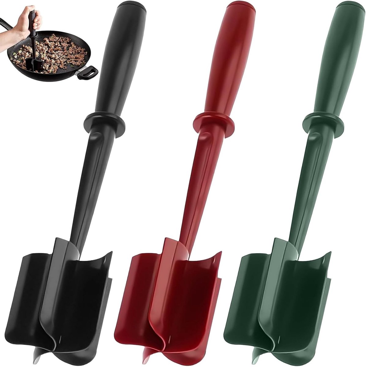 Vleeshakmolen - Zwart - 28 x 6 x 6 cm - Hittebestendige Multifunctionele Stamper - Voor Hamburger en Gehakt