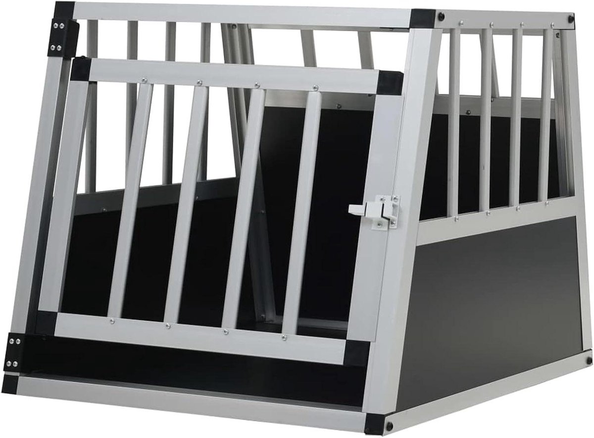 Hondentransportbox - Hondenkooi Kennel - Veilige Reis - Eén Deur - 54 x 69 x 50 cm - Zilver