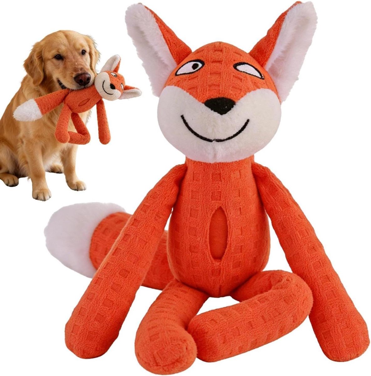 Pluchen Honden Knuffel - Hondenspeeltje Pieper - Hond Vermaken - Met Knisper Geluid - 46x36x10 cm - Bruin