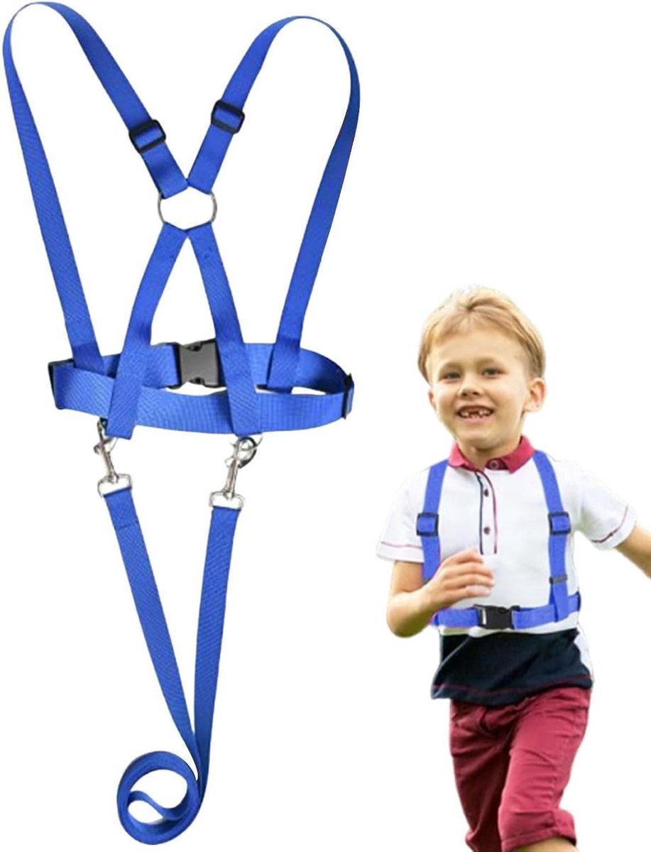 Kinder Harnas - Veiligheidsriem Kinderen - Buitenactiviteiten Stimuleren - Verstevigde Naadconstructie - 200 cm - Blauw