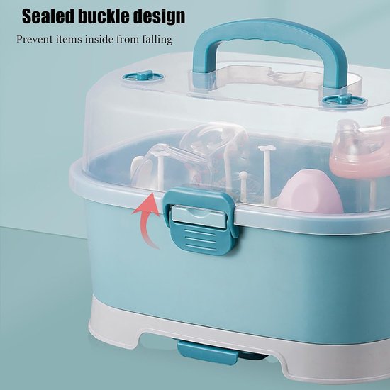 Fles Drogen Rek - Baby Accessoires - Baby Spullen Opbergen - Afsluitbaar Deksel - 30 x 31 x 21 cm — afbeelding 2