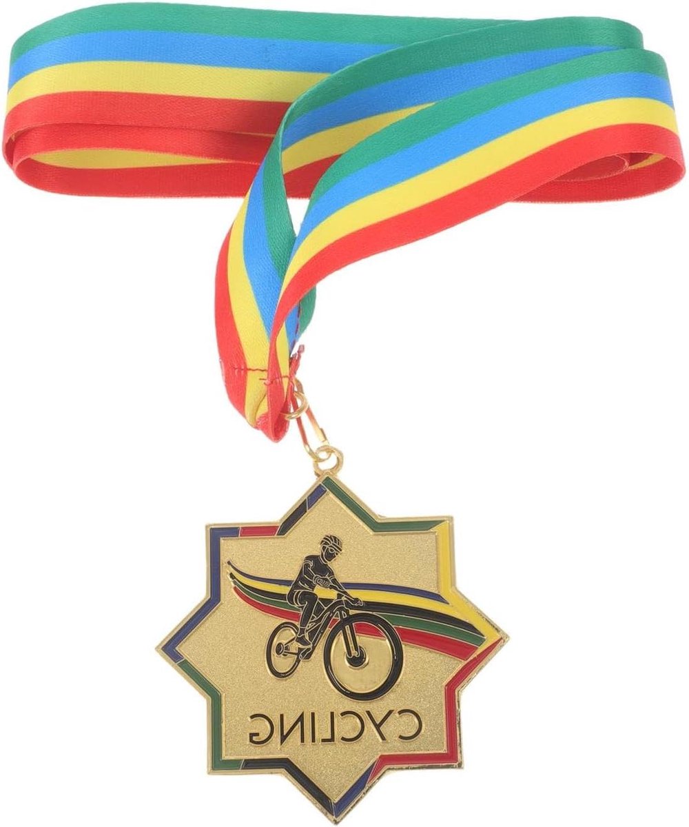 Metalen Wielermedailles - Fietsmedailles Prijs - Sportevenementen Belonen - Zeer Resistent Materiaal - 51x7x0.3cm - Goud