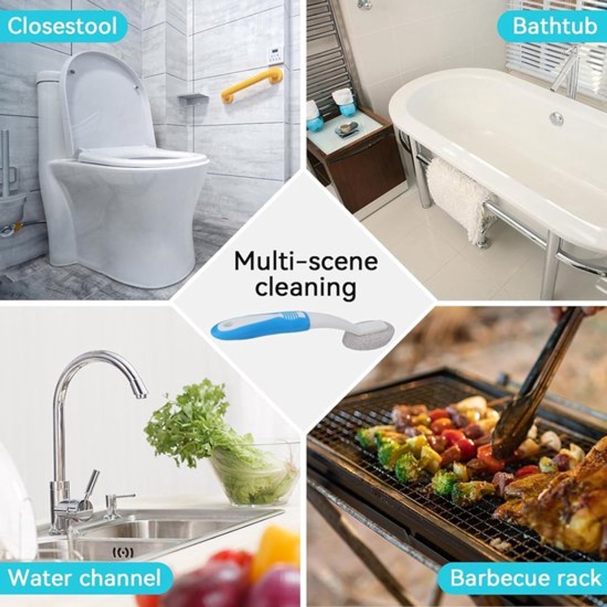 Reinigingsborstel Puimsteen - Vlekkenverwijderaar - Hardwater-ringverwijderaar - Ergonomische Handgreep - Voor Keuken/Badkamer - Natuurlijke Schuurmiddel - Schoonmaakborstel