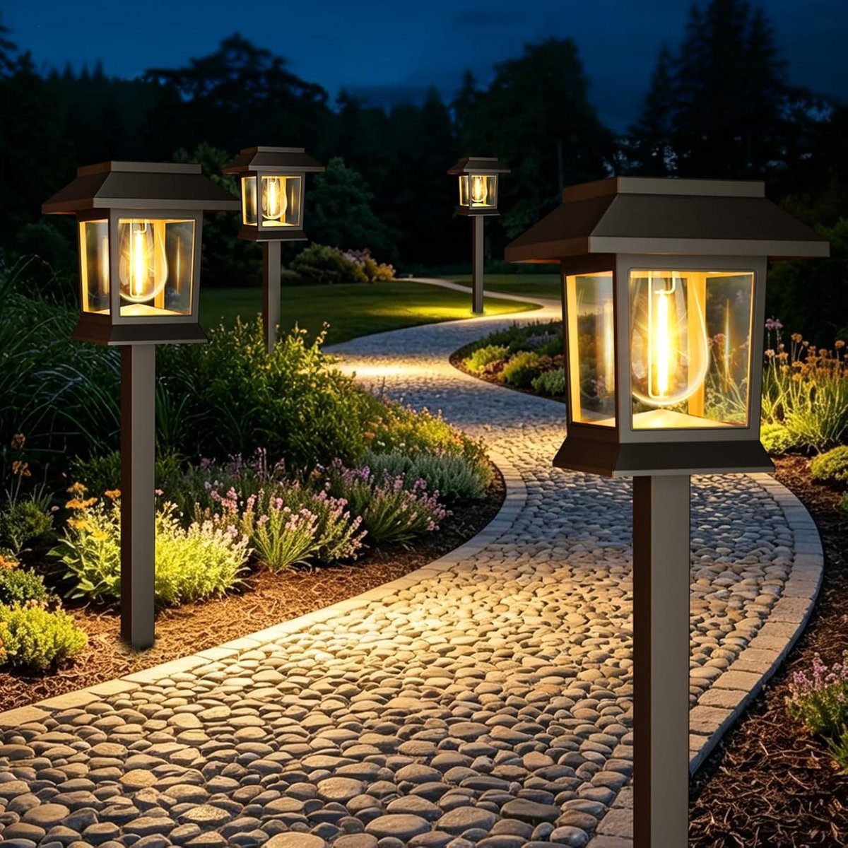 Buitenlampjes - Warmwit - 12 stuks - 9,6 x 39 x 9,6 cm - IP65 Waterdichte Solarlampen voor Buiten