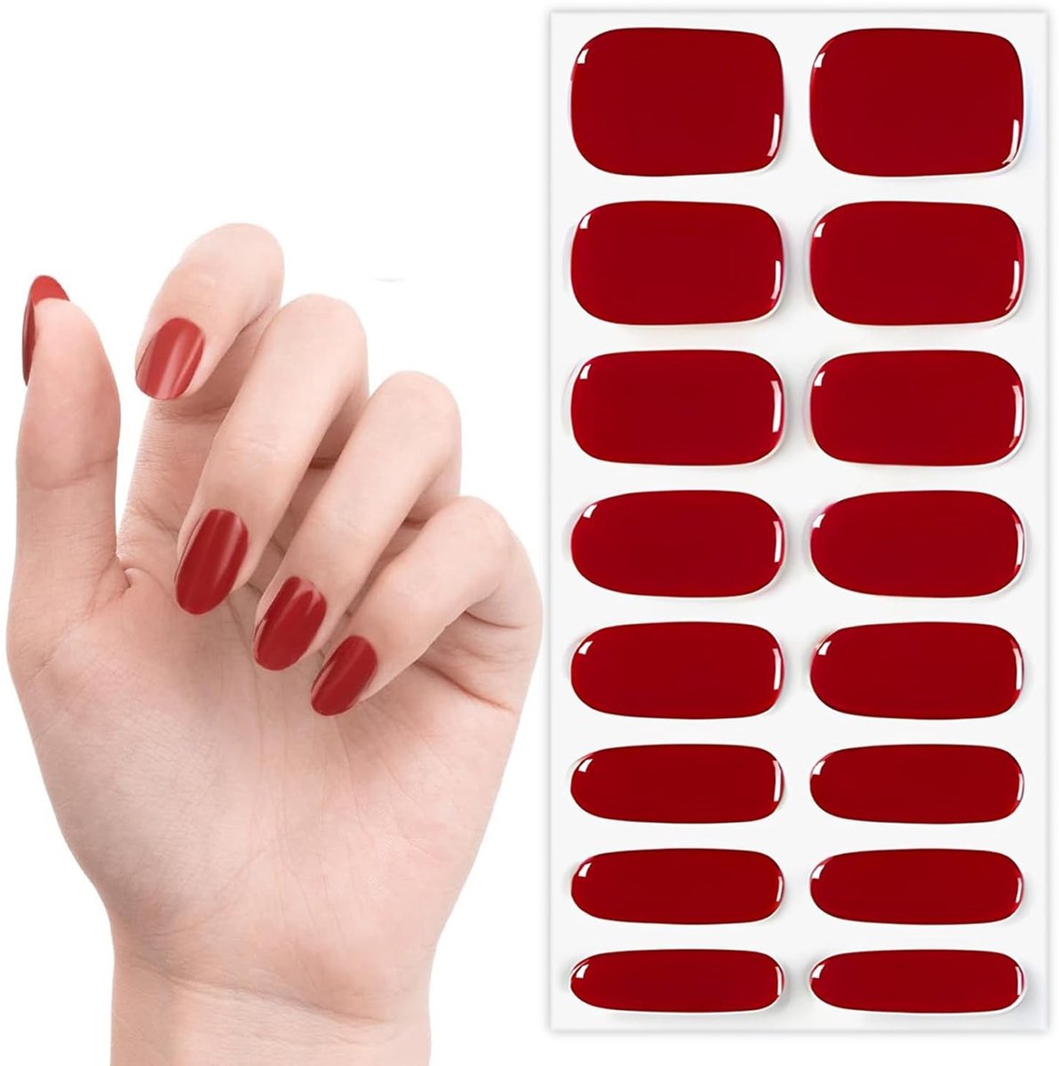 Omgoods - Zelfklevende Nagel Film in Rood, 16 Stuks
