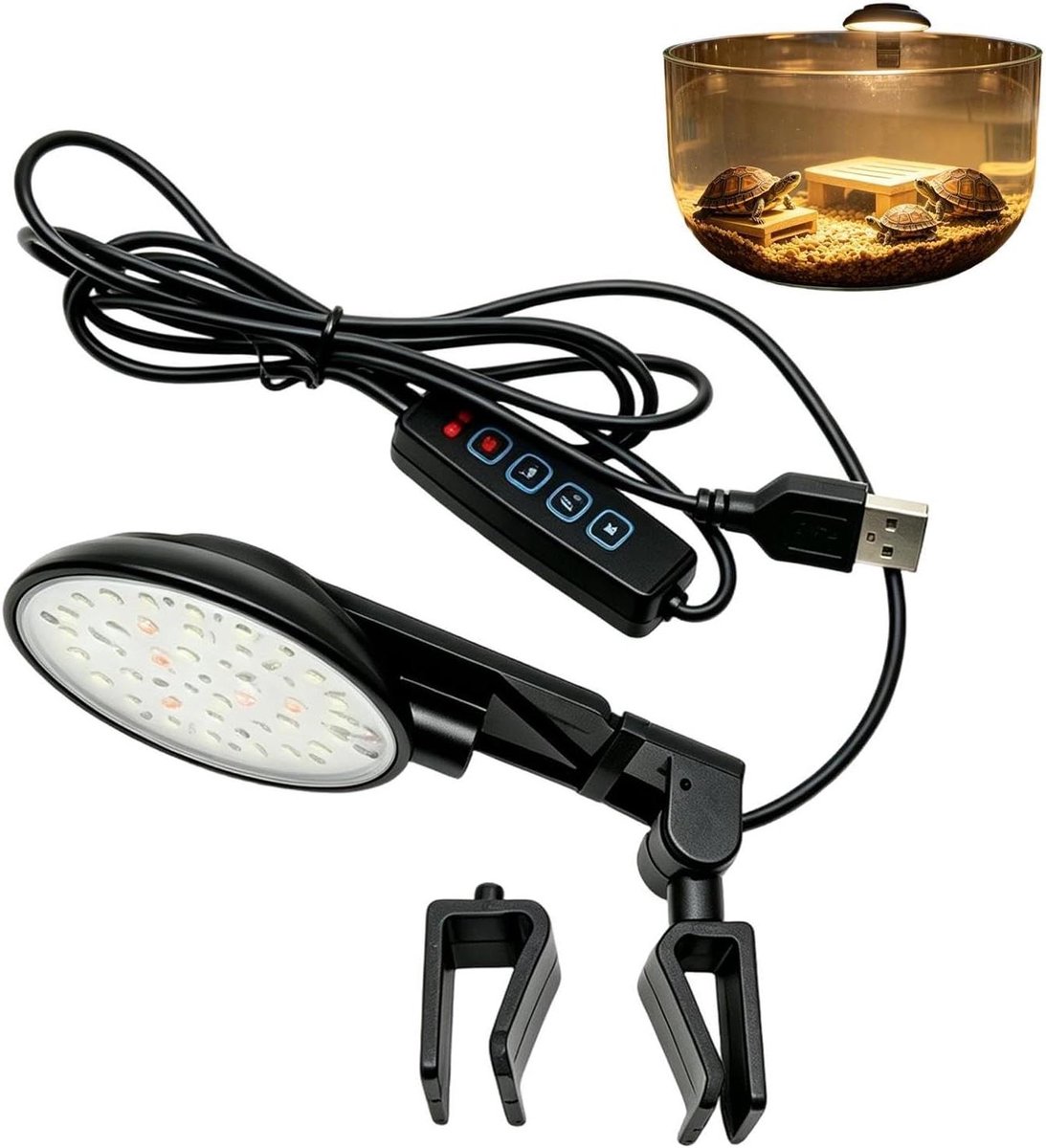 Aquariumverlichting LED - Aquariumlamp Antireflectie - Aquarium Verfraaien - Kleuraanpasbaar Licht - 14 x 8 x 5 cm - Zwart