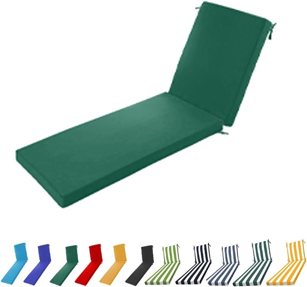 Loungestoelkussen - Terraskussen Vervangingsset - Buiten Ontspannen - Waterdicht Polyester - 183 x 53 x 10 cm - Groen
