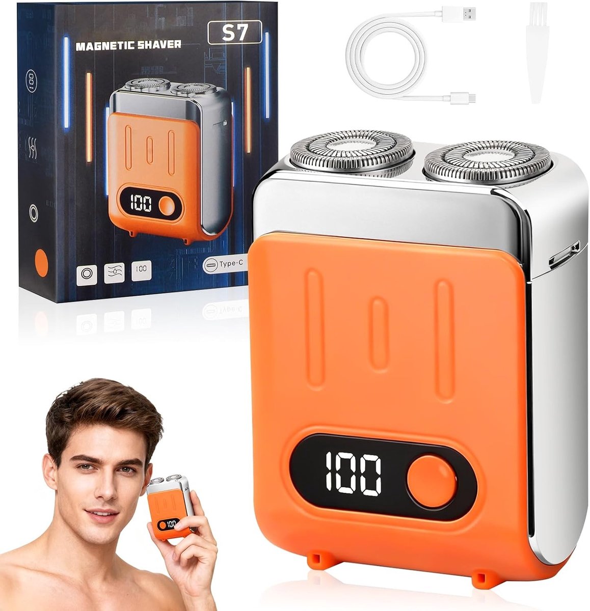 Scheerapparaat voor mannen - Oranje - 1 x 1 x 1 cm - Draagbaar Elektrisch Scheerapparaat met IPX7 Waterdichtheid - Voor Thuis, Kantoor en Reizen