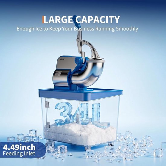Professionele 300 W-slush-ijsmachine - met ETL-certificering - commerciële roestvrijstalen ijsbreker met dubbel mes - tank van 50 l - 300 kg/u - voor bars, keukens en evenementen - wit van HOERFURIY — afbeelding 5