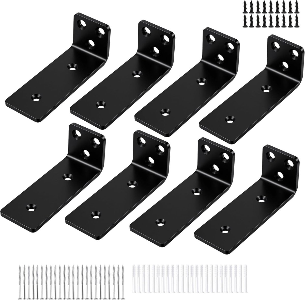 Plankhouders Set - Steunen - Wandmontage - Onzichtbare Montage - 8 Stuks 10cm - Zwart