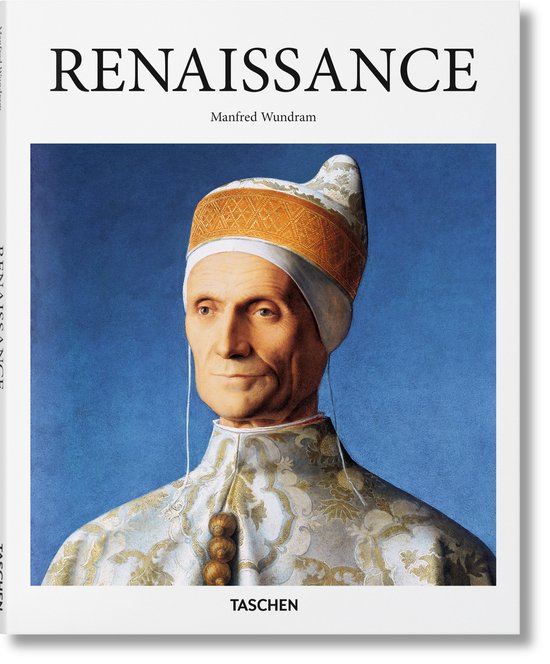 Boek 'Renaissance' met een schilderij van een man met een gouden en witte hoed en een sierlijk gewaad.