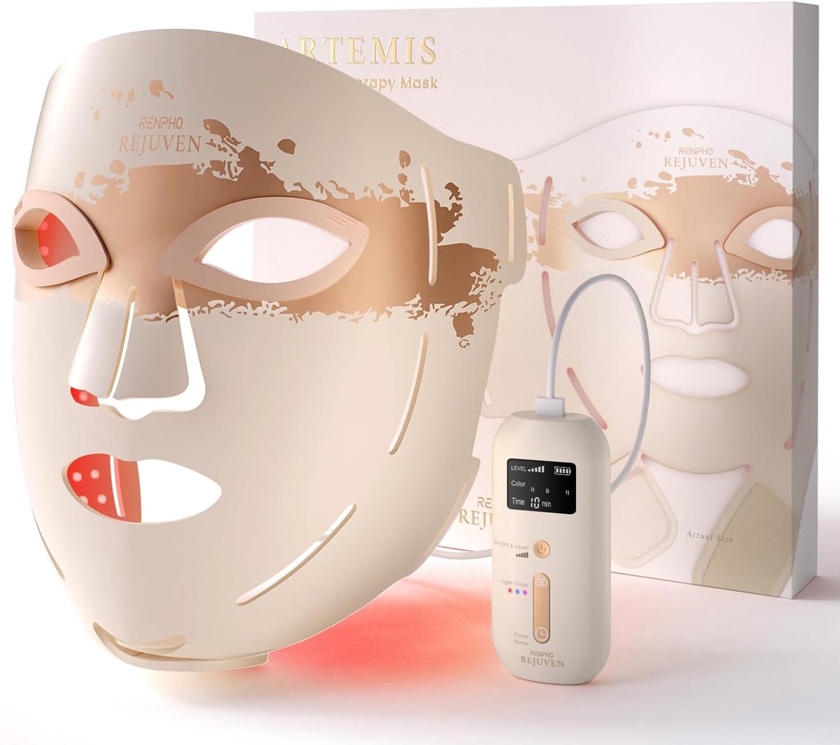 LED Gezichtsmasker - Gezichtsbehandeling Masker - Huidverbetering Thuis - 3 Lichtstanden - 324 LED's - Wit