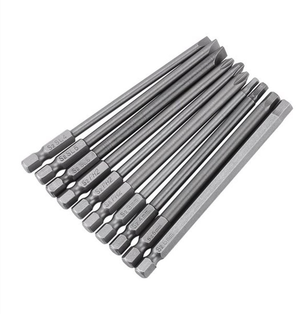 Jhubersproducts - Magnetische Schroevendraaier Bits Set - 10-delige Set - Grooved