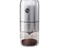 Elektrische Koffiemolen - Draagbare Molen - Verse Koffie - Keramische Braam Molen - Compact Formaat - Zilver