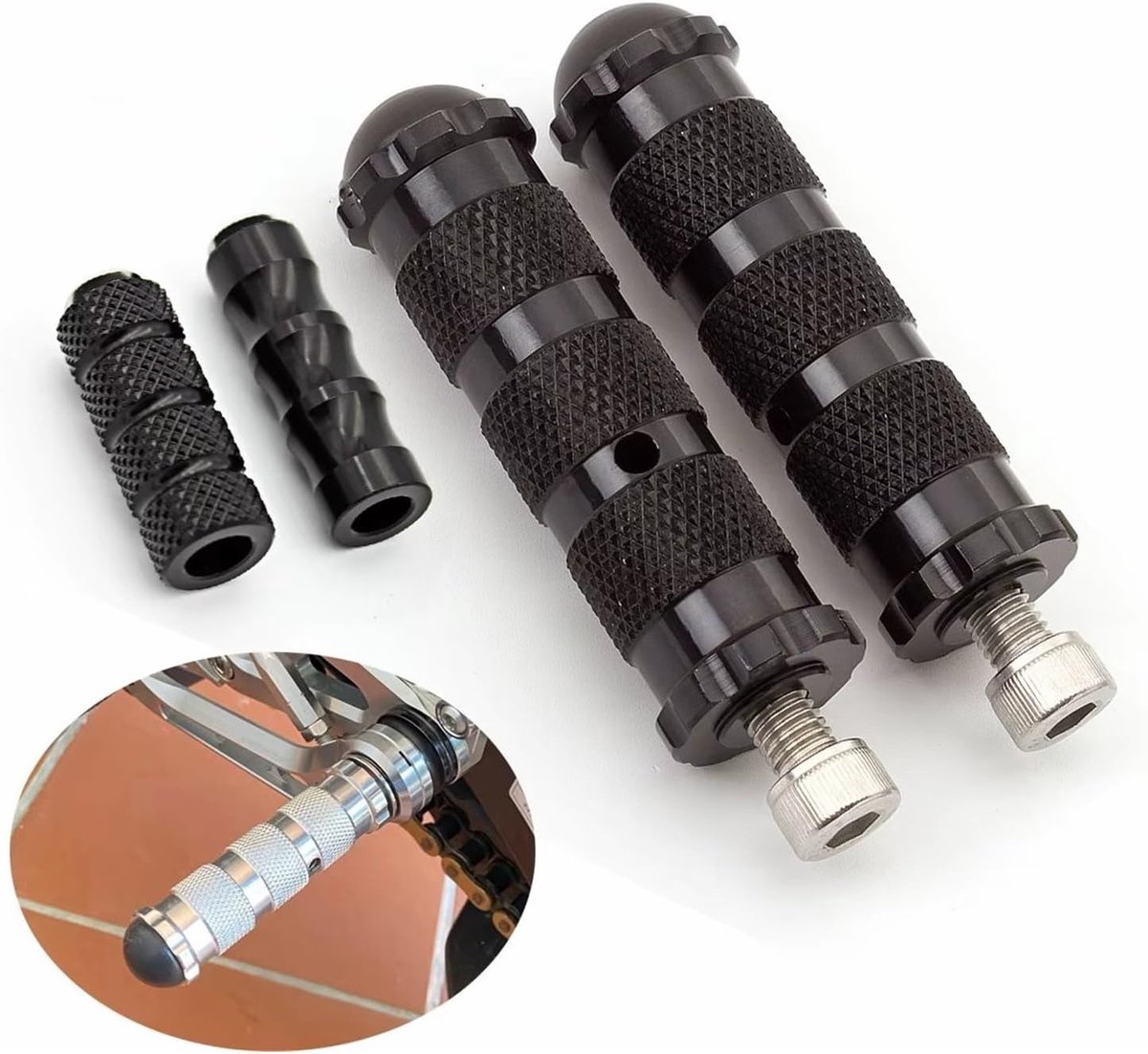 Motorfiets Voetsteunen - Pedaal Set - Comfortabel Rijden - Universele Montage - 6mm/8mm - Grijs