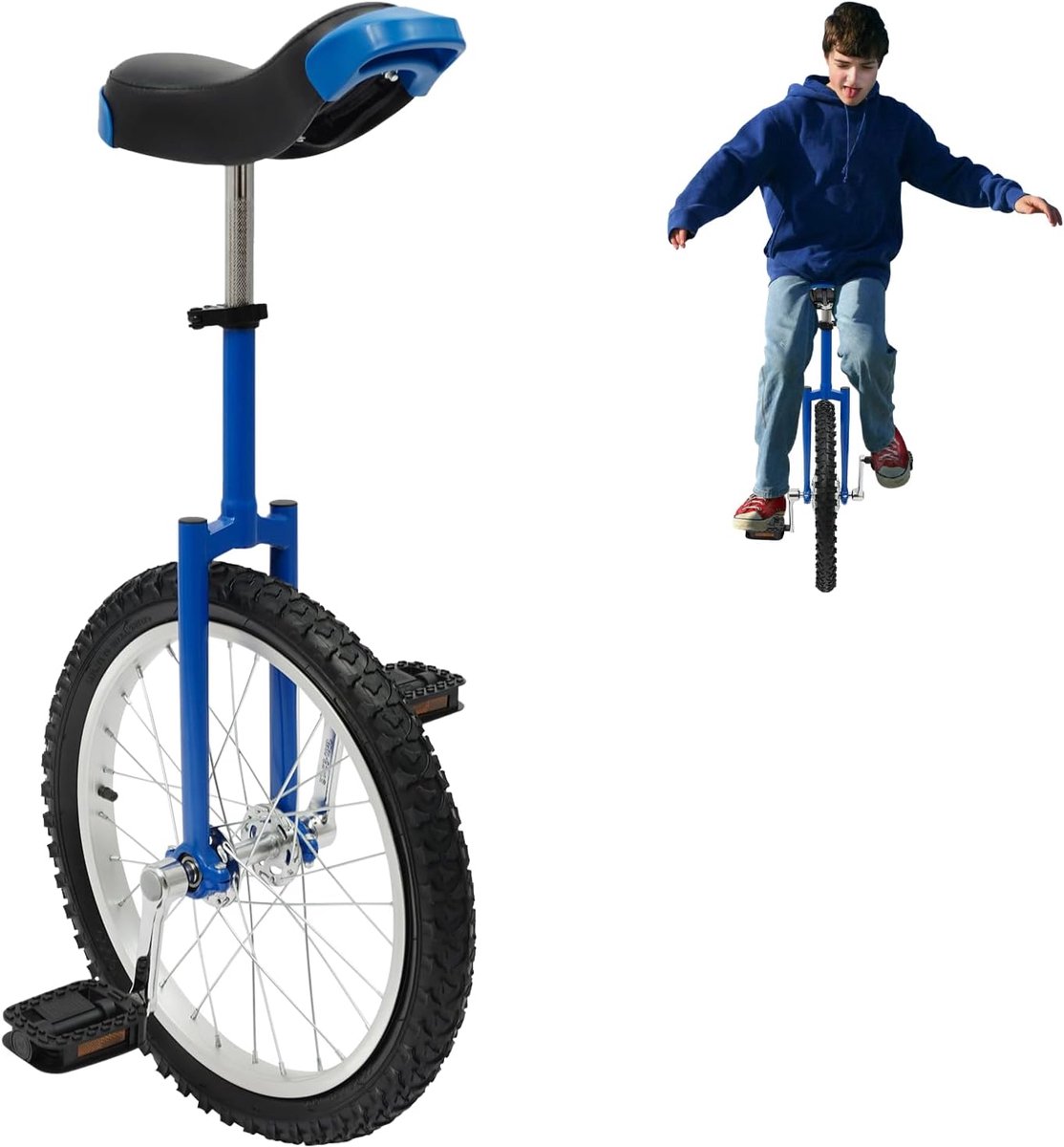 Eenwieler Balanstraining Loopfiets Trainingsfiets Fitness en Balans In hoogte verstelbaar 18 inch Blauw