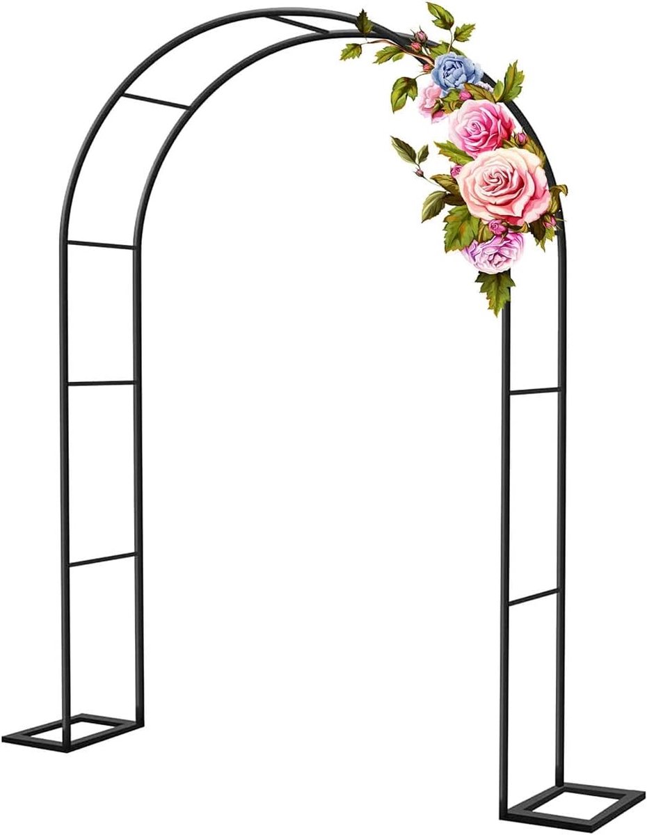 Metalen Tuinboog - Rozenprieel Buiten - Tuindecoratie Bruiloft - Verdikte Staalbuis - 120 cm Breed - Zwart
