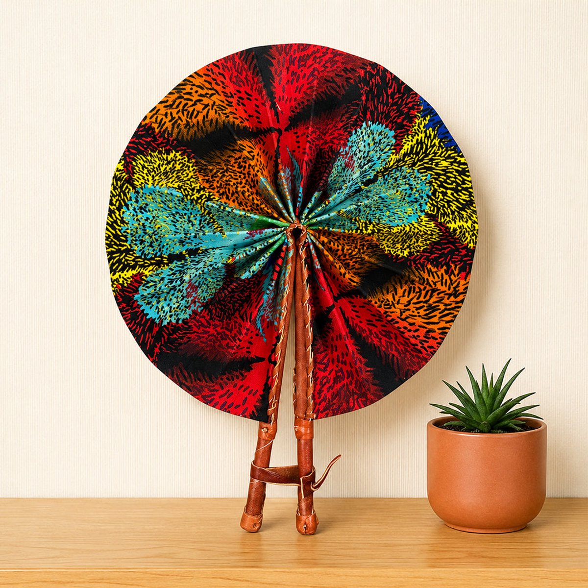Afrikaanse handwaaier - Ankara print waaier - Multicolor Darko