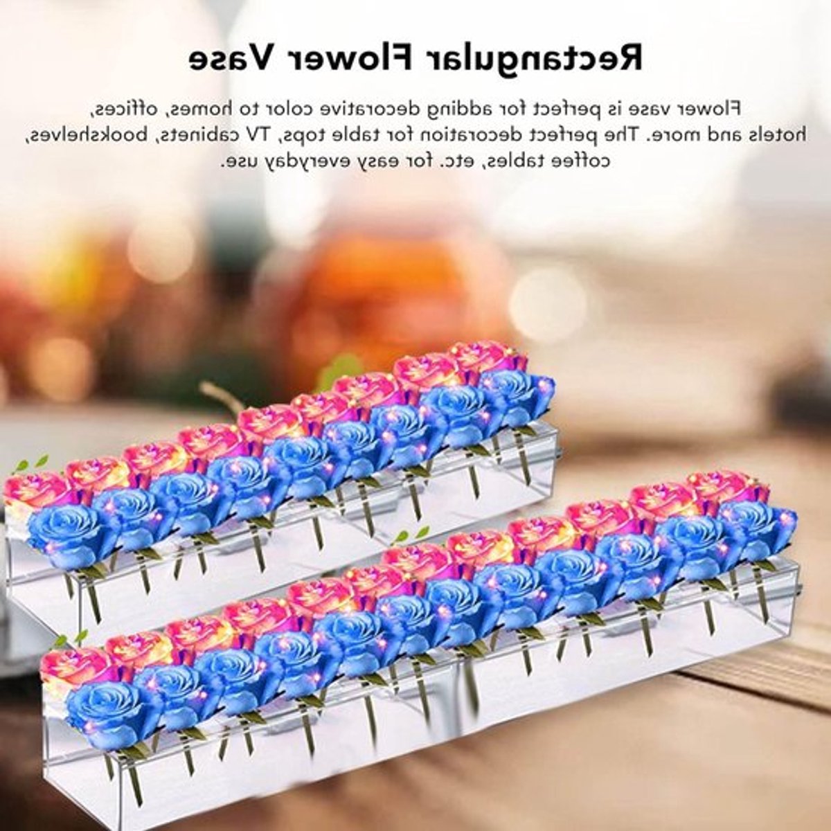 Helder acryl bloemenvaas met meerdere gaten rechthoekig