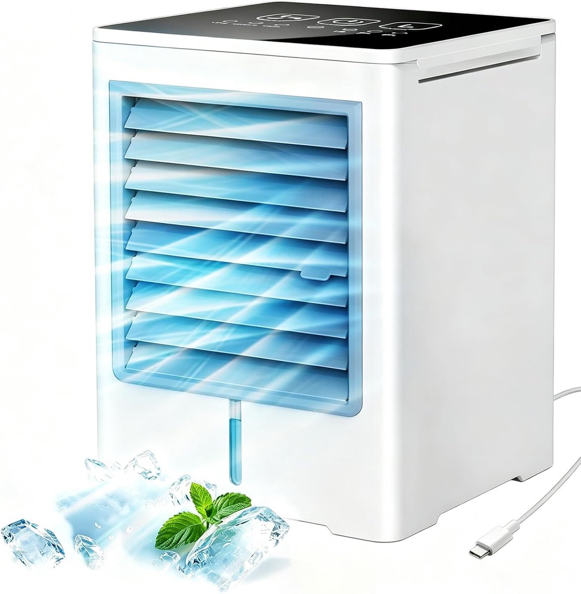Mobiele Airco - Persoonlijke Koeler - Persoonlijke Verkoeling - 3 Snelheden Timer - 470 ml Reservoir - Wit