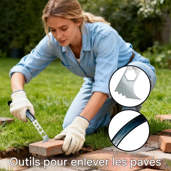 Straatsteen Verwijderaar - Hefgereedschap Set - Tuinonderhoud Werkzaamheden - Ergonomische Gebogen Handgreep - 2 Stuks - Metaal — afbeelding 5