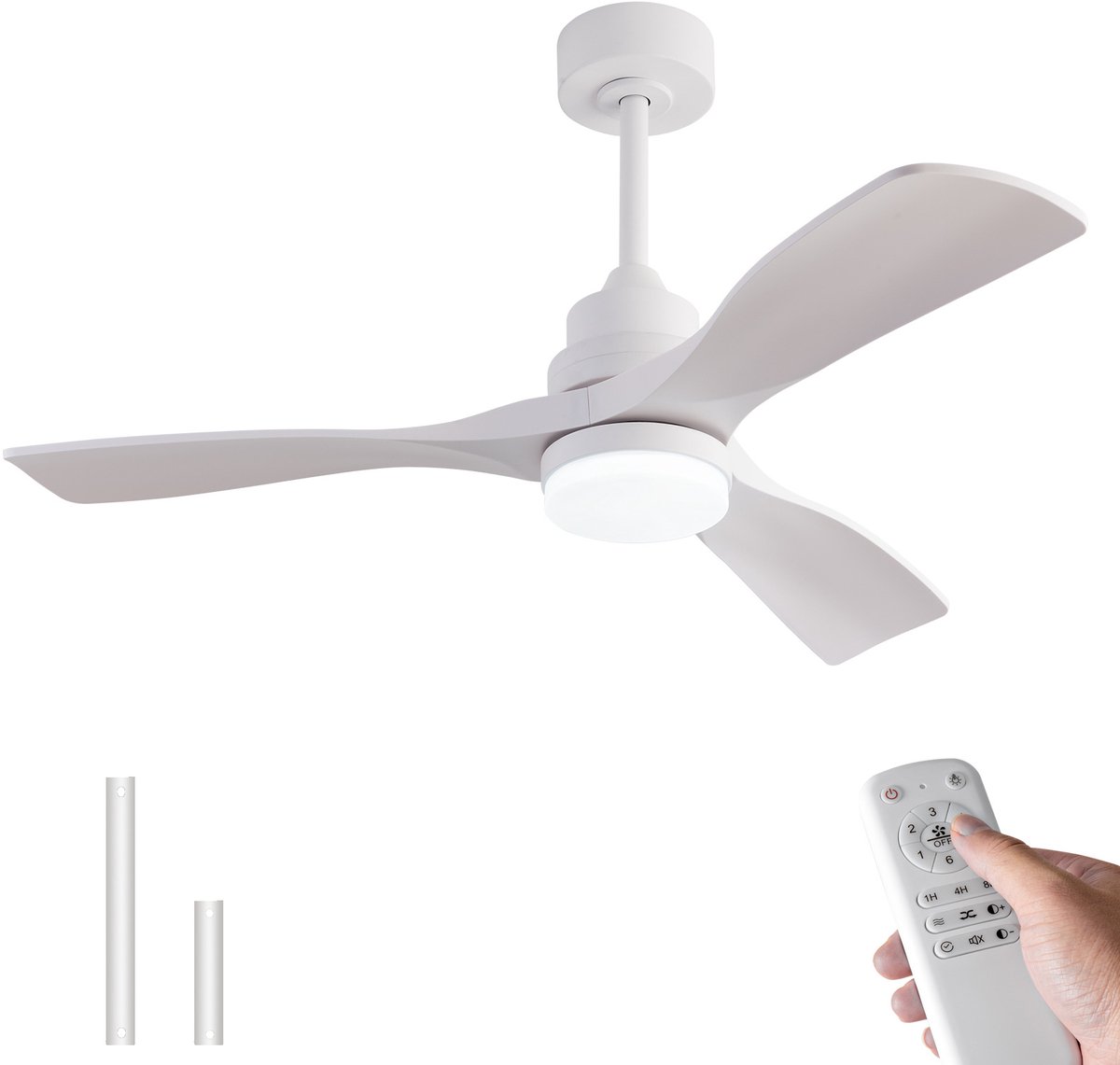 HAUSS SPOLE Ventilator – 106,68 Cm – Met Verlichting En Afstandsbediening – ABS – Wit – 3 Bladen Met Stille Omkeerbare DC Motor