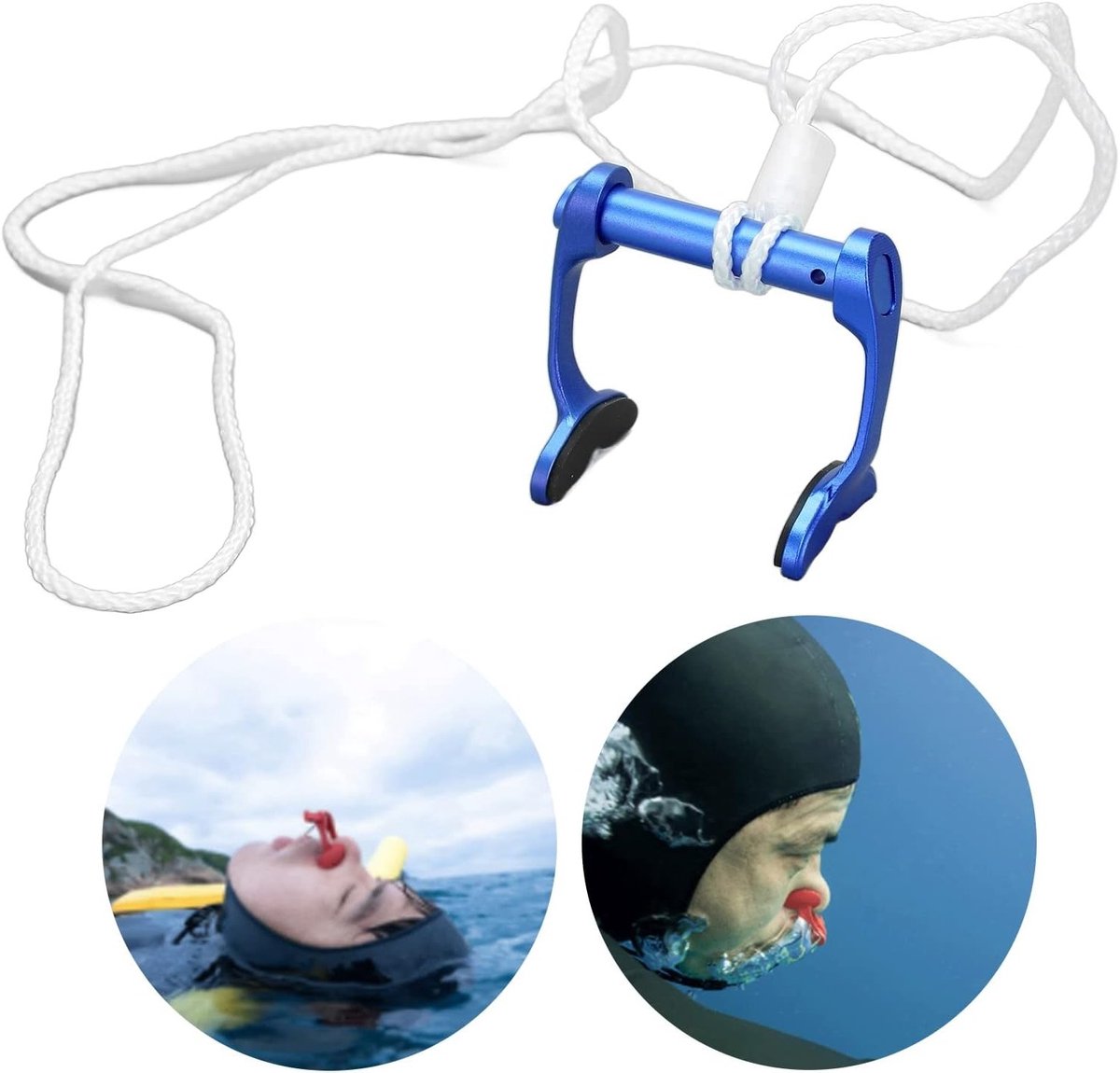 Siliconen Neusclips voor Zwemmen met Anti-Verlies Band, Ideaal voor Beginners en Training van Duikers, Blauw