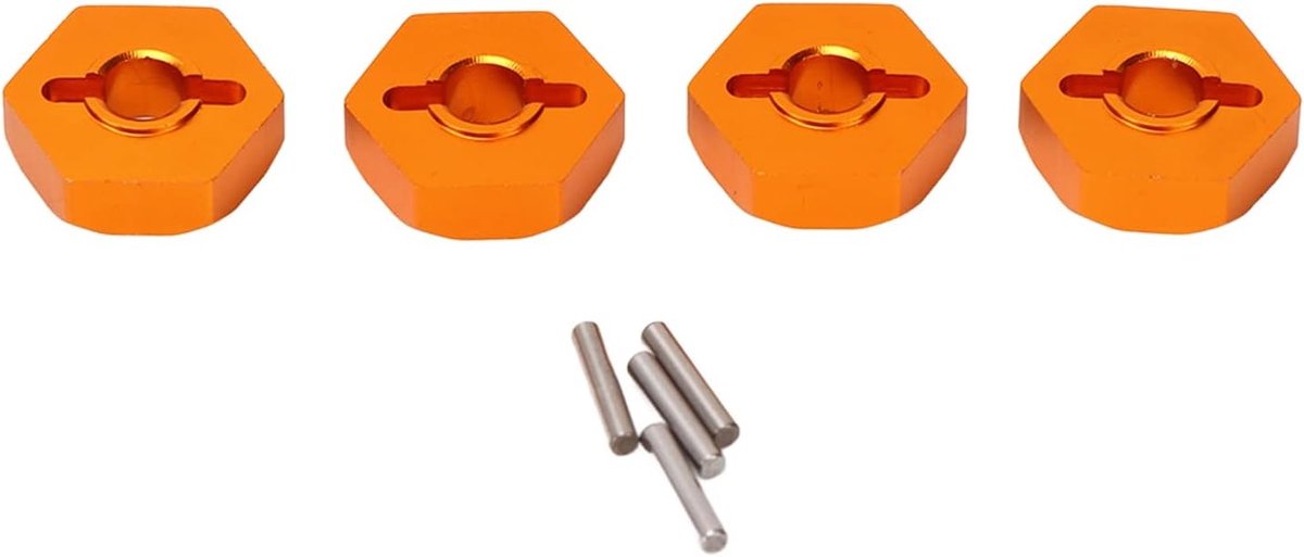 Aluminium Hex Wheel Hubs Adapters 12mm met Shaft Pins voor 1/16 RC Auto Onderdelen - Goudkleurig, Duurzaam en Lichtgewicht