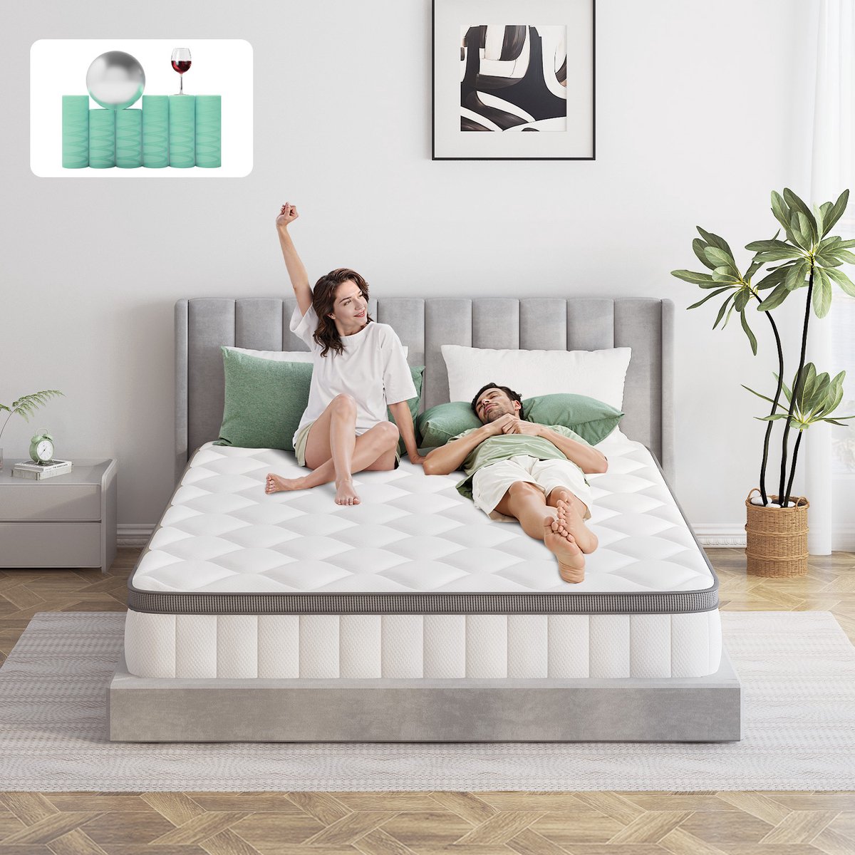Saikefy Matras 160x200 tweepersoons - Pocketvering Matras - 25cm thumbnail 5