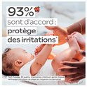 93% sont d'accord: protège des irritations. Met een baby op de armen van een volwassene.