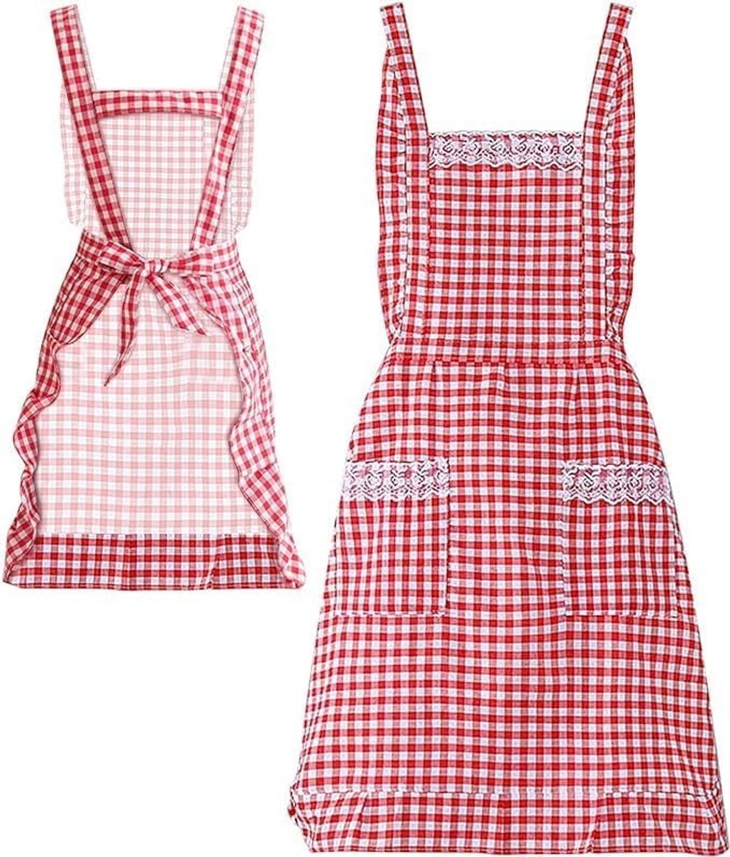 Dailygoods - Klassiek Rood en Wit Ginghamschort voor Vrouwen met 2 Zakjes