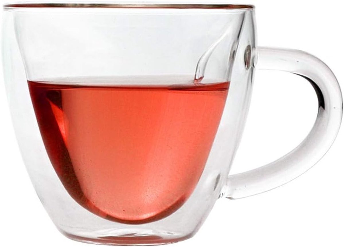 Dubbelwandige Geïsoleerde Glazen Koffiemokken in Hartvorm voor Thee en Melk, 180ml of 240ml