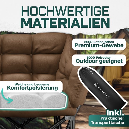 KESSER® Campingstoel Opvouwbaar geschikt voor 2 Personen Vouwstoel - Visstoel 300 kg Draagvermogen — afbeelding 4