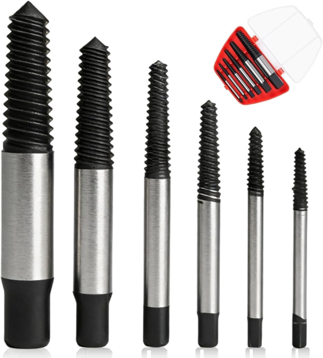 Set van 6 Stuks Schroefextractoren voor Beschadigde Schroeven en Bouten met Opbergdoos, 3-22 mm