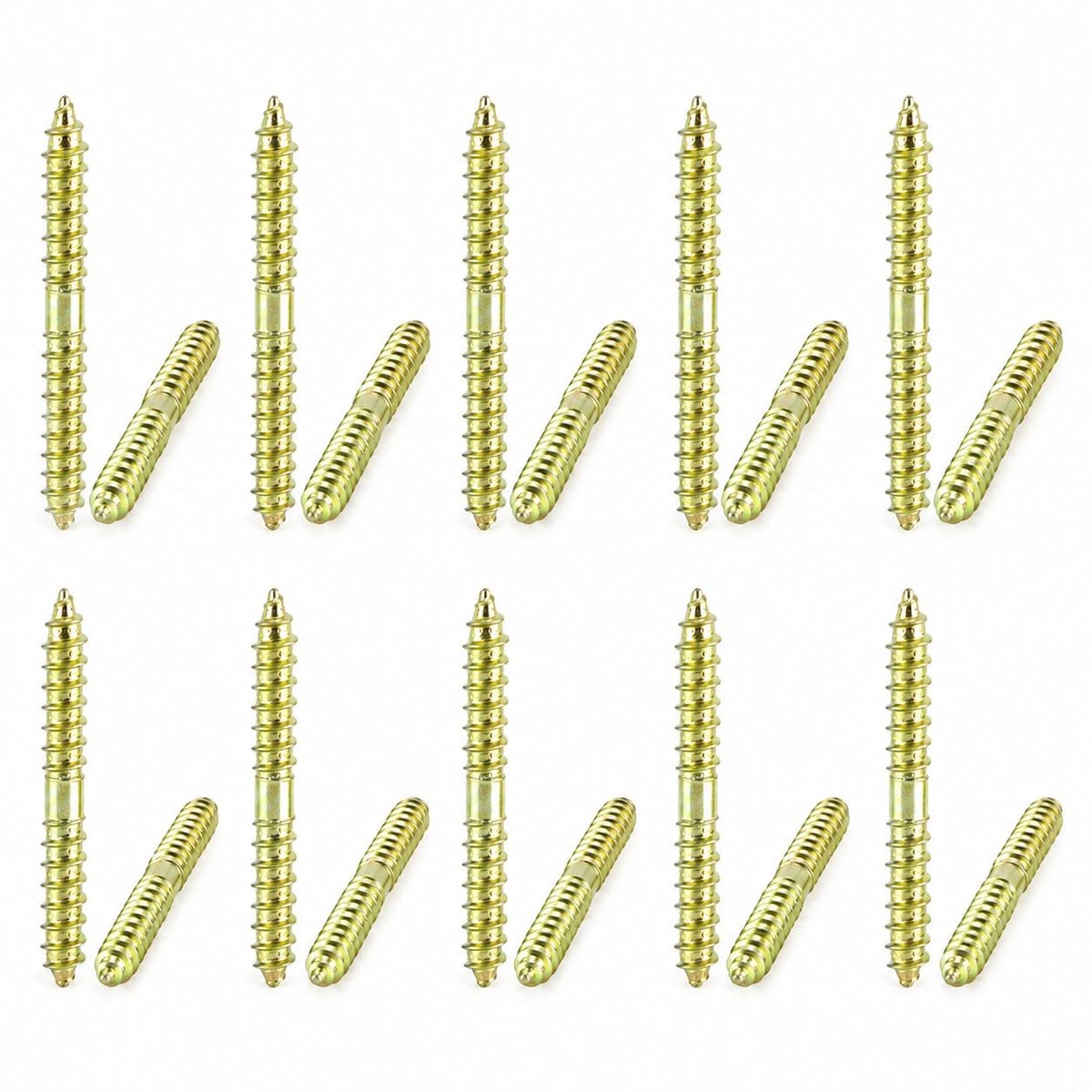 Dowel Schroeven 20 Stuks 5 x 40mm - Houtverbindingen voor Meubels, Dubbel Eindig en Stevig