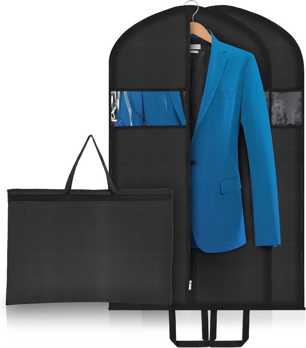 2 Stuks Kledinghoezen voor Hangen, Dubbele Handvatten, Oxford Stof voor Kostuums en Overhemden, Ideaal voor Zakelijke Reizen, 60 x 110 cm, Bescherming en Organisatie