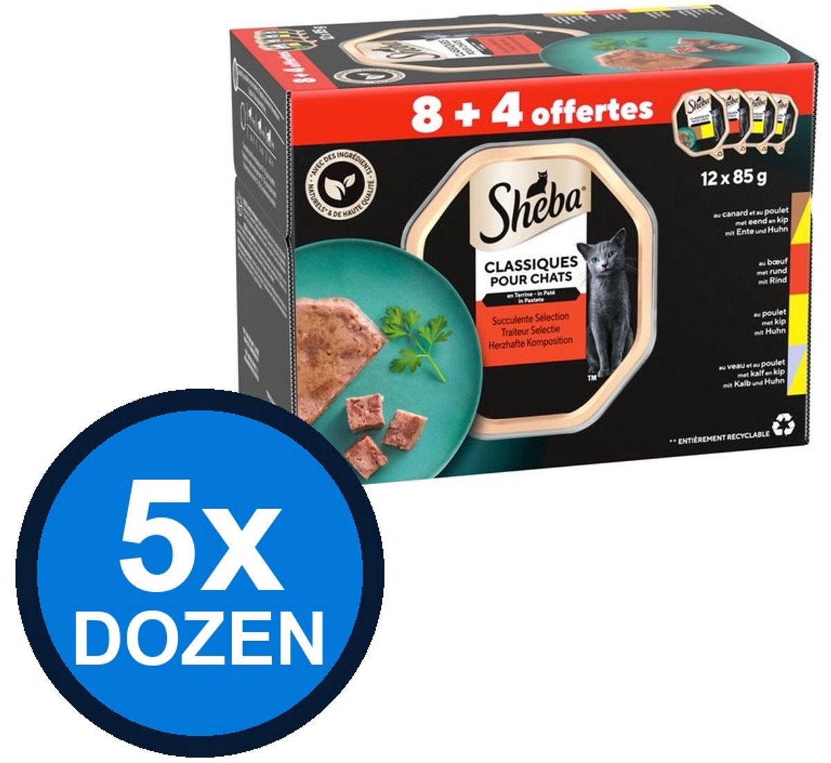 Sheba Sheba - Classic Alu Paté Traiteur Sel Multipack (12x85g) - Kattenvoer Natvoer - 1.02 kg